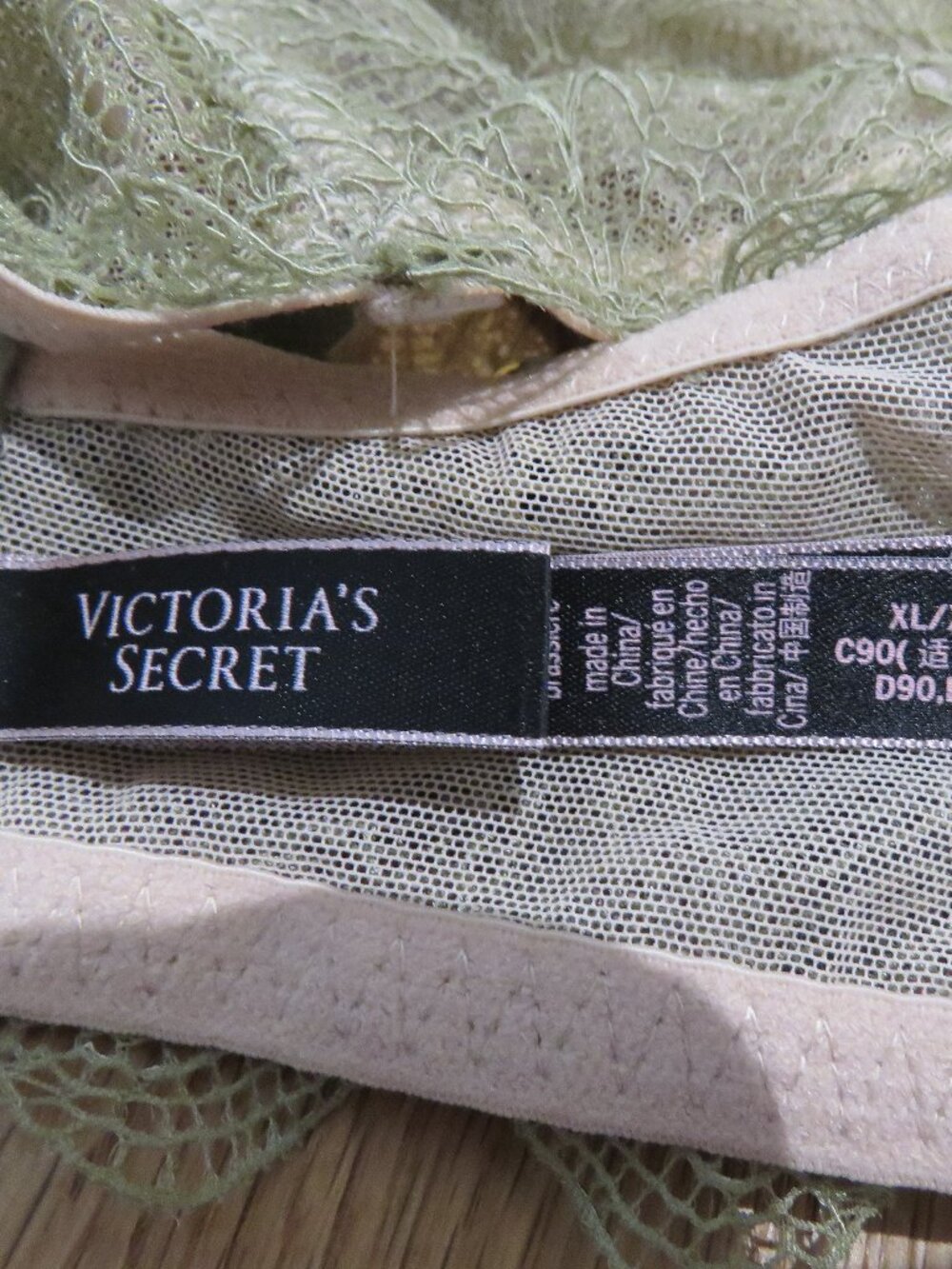 VICTORIA'S SECRET Very Sexy High Neck Lace Up Sage Green Lace Bralette XL Fairy - Picture 13 of 13